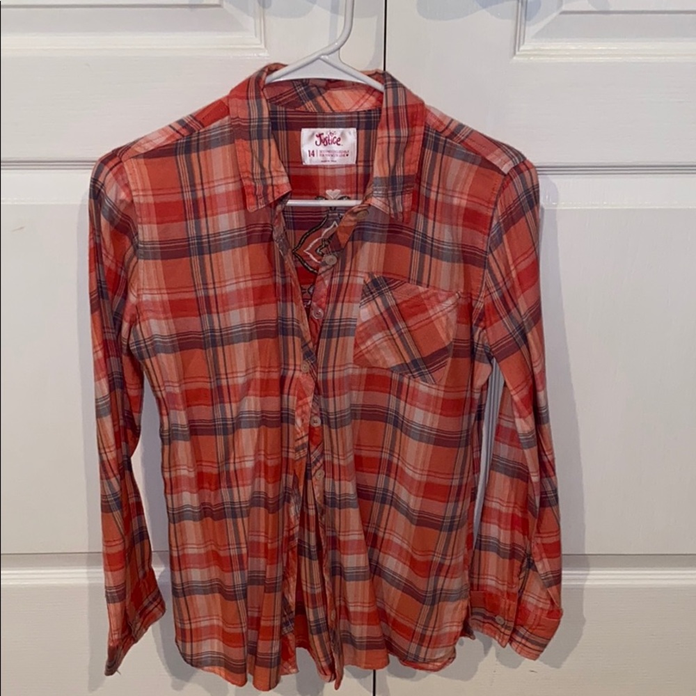 girls pink/orange flannel